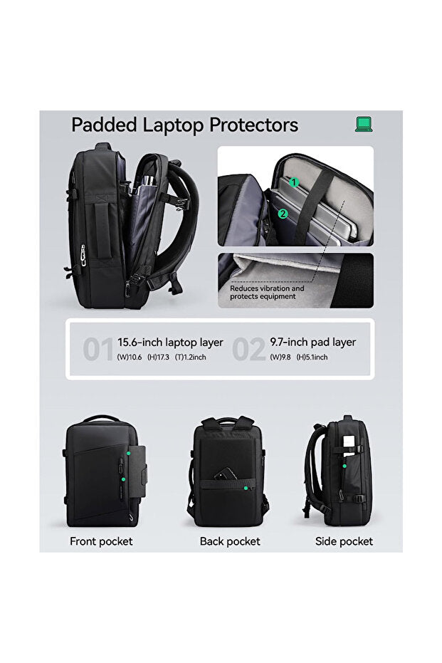 حقيبة سفر مضغوطة بتفريغ الهواء مع جهاز مضخة هواء، حقيبة ظهر مقاس 17 بوصة، مصنوعة من قماش أكسفورد المقاوم للماء