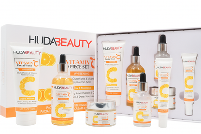 HUDA BEAUTY Vitamin C Whitening Skincare Set – 5 in 1 Complete Facial Care