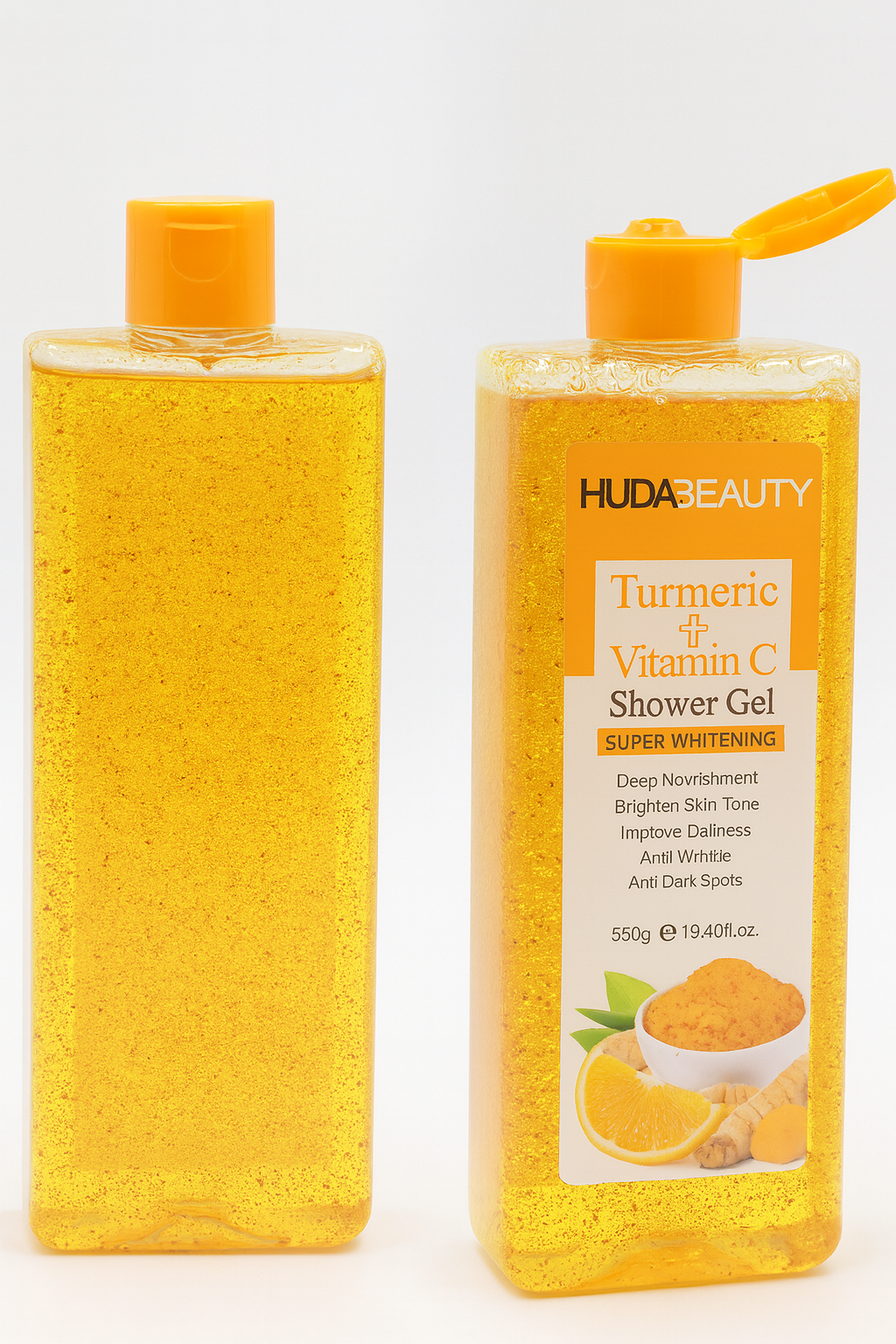 Huda Beauty Turmeric + Vitamin C Shower Gel – Brightening & Deep Nourishing Body Wash (550g)