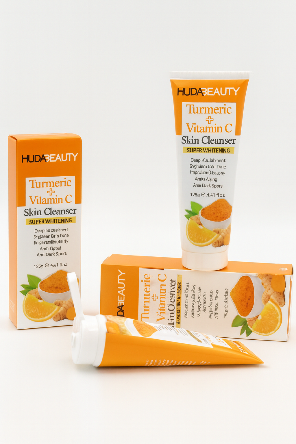 Huda Beauty Turmeric + Vitamin C Skin Cleanser – Brightening & Deep Nourishing Face Wash (125g)