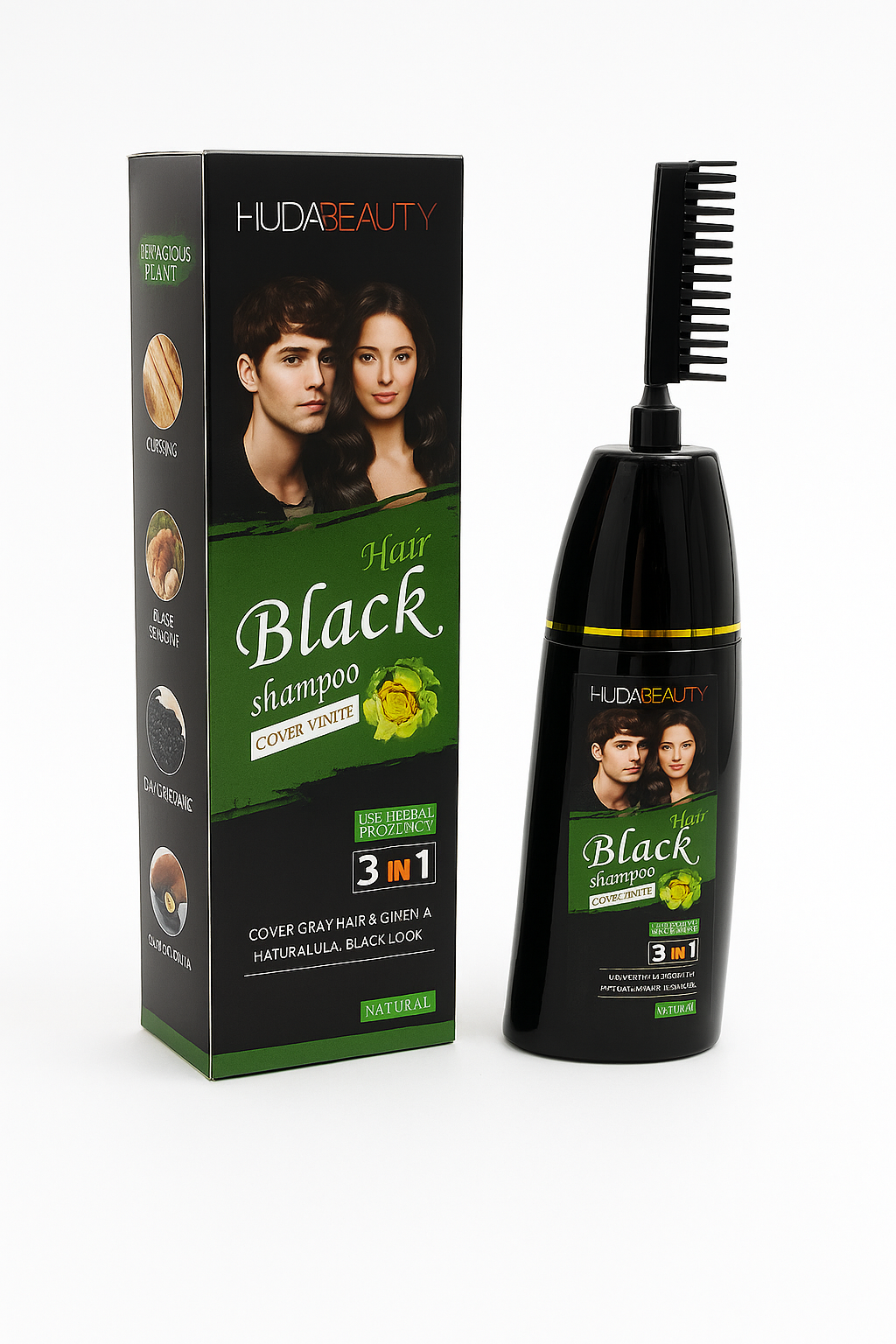 HUDA BEAUTY Hair Black Shampoo 3-in-1 (Cover White)